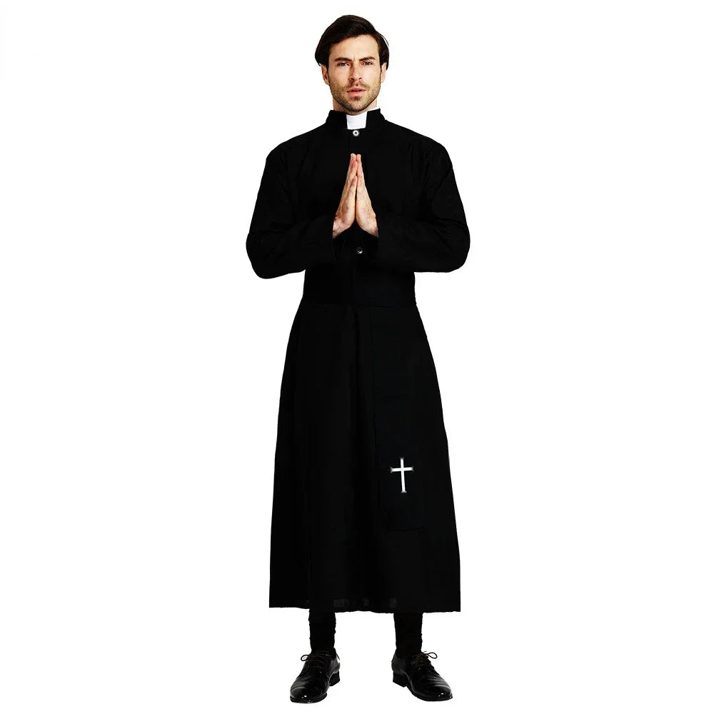 Men's Black Priest Traditional Robe Christmas Costume - alternate view 5
