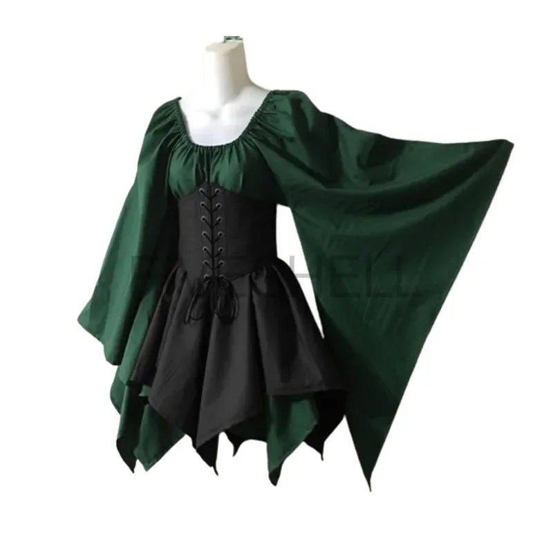 Women's Medieval Palace Victoria Vintage Fairy Elf Princess Bandage Halloween Costume - set as show / S