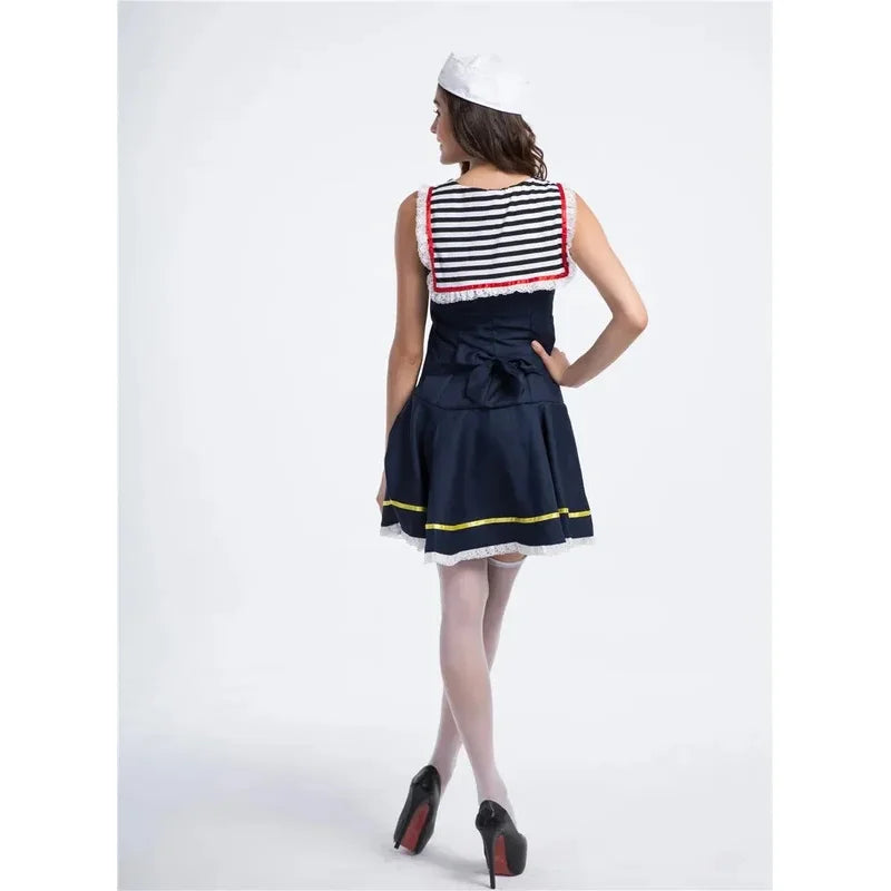 Women's Marine Officer Mini Dress Halloween Costume - Bleu M