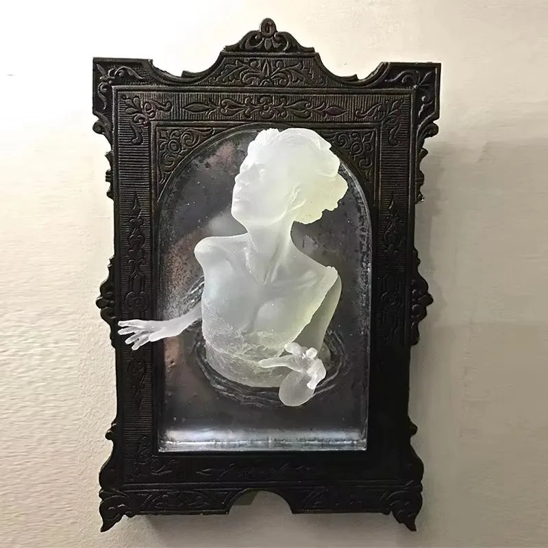 Halloween Ghost in The Mirror Wall Sculpture Horror Devil's Hand Luminous Resin Crafts Statue Creative Home - product image 7