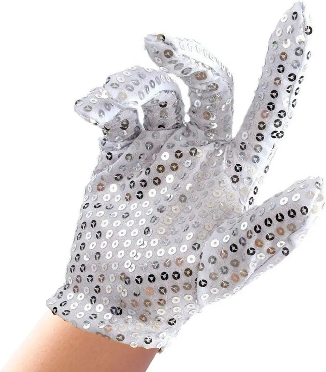 Skeleteen MJ Sequin Glove White Right Handed Glove Costume Accessory