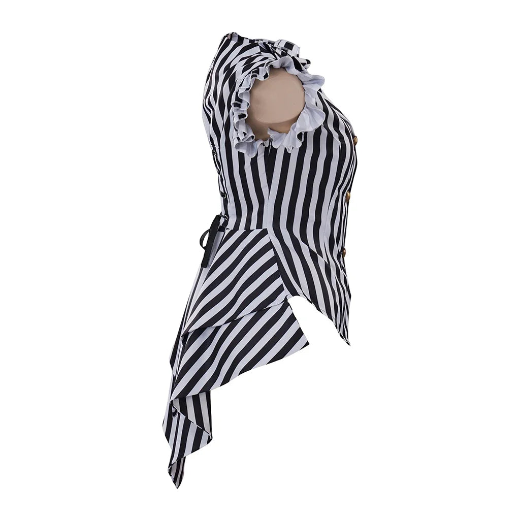 Women's Gothic Steampunk Coat Striped Lapel Collar Jacket Victorian Costume - alternate view 3