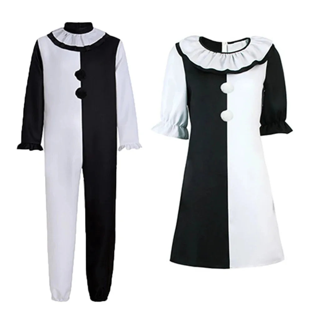 Terrifier Art Clown Joker Costume Men Jumpsuit Women Up Horror Dress Suit Halloween - A / Kid 51.2–55.1 in (130–140 cm)