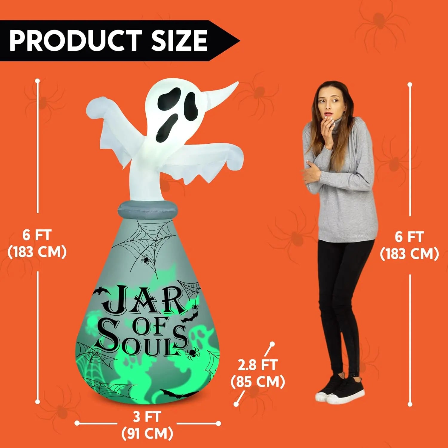 6 Ft Halloween Inflatable Outdoor Decoration, Ghost Inflatable Halloween Decor Outdoor, Blow Up Ghost in the