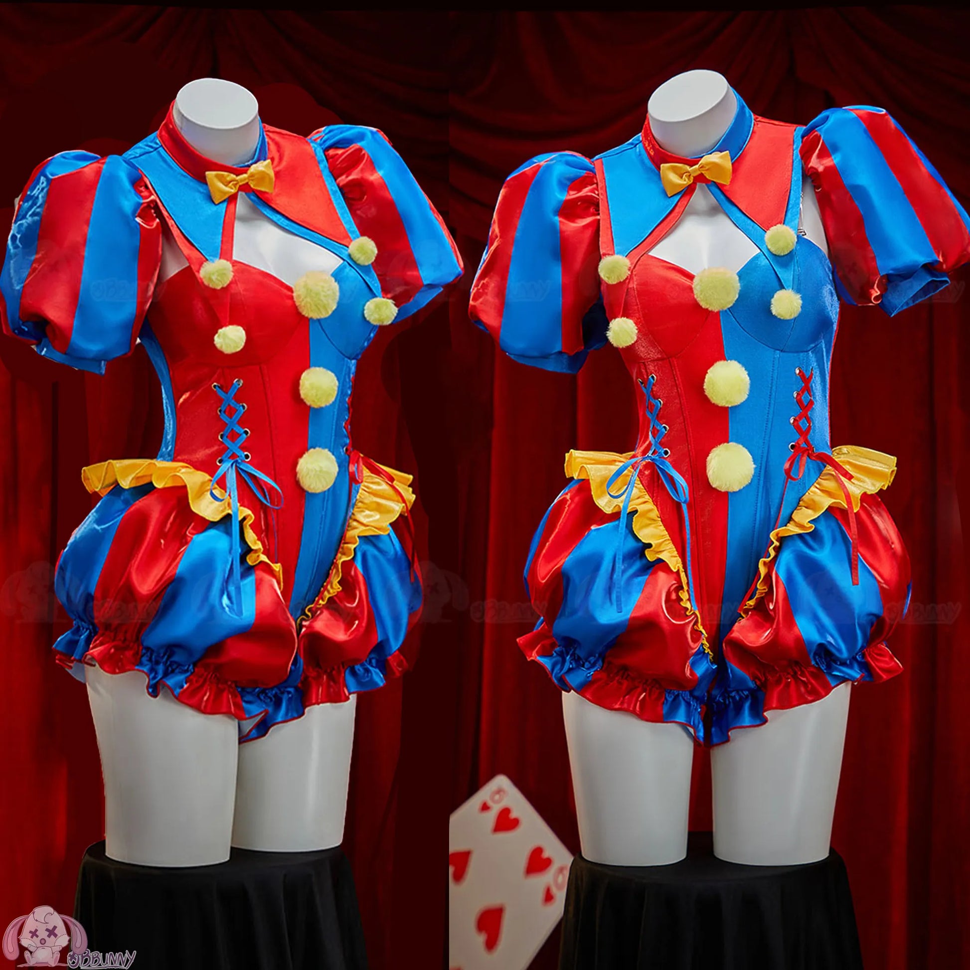 Adult Digital Circus Pomni Cosplay Costume Women Sexy Jumpsuit With Hat Socks Halloween Cute Clown Clothes - product image 2