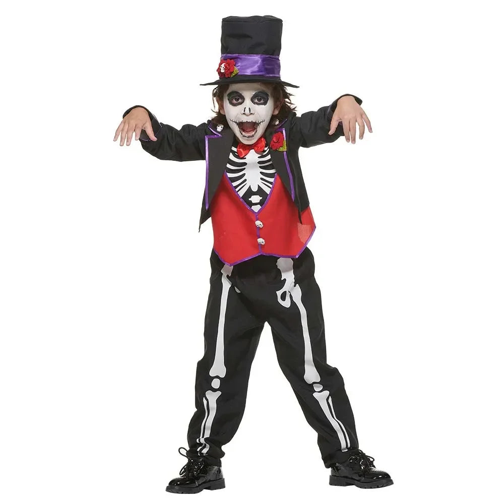 Fearful Black Children Kids Boy Skeleton Ghost Cosplay Costume Theme Party Halloween - product image 5