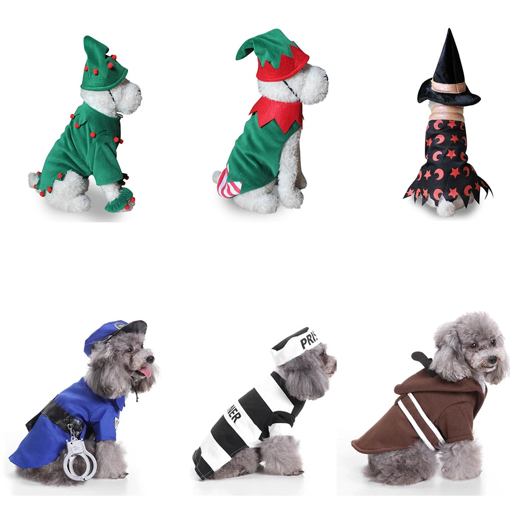 Dog Suit Dog Halloween Costumes Cats for Chihuahua Clown Pet Costume for Cats - Wizard set / M