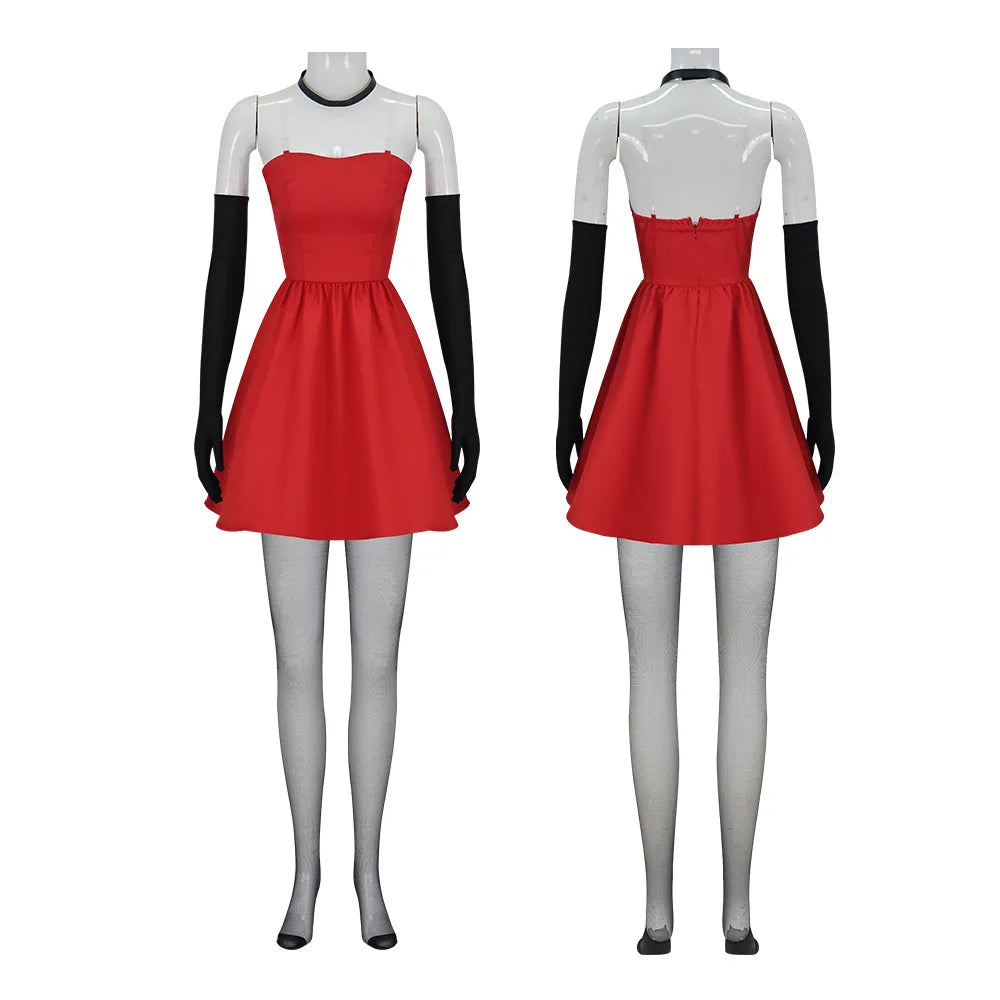 Little Yellow Man Killer Red Strapless Short Dress Cosplay Costume - view 5