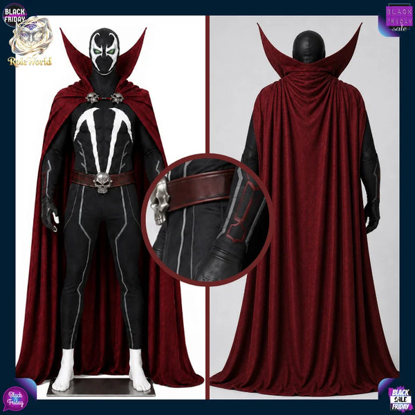 Spawn Full Set Costume Superhero Battle Suit with Cape for Halloween Men Outfit - Costume / XS