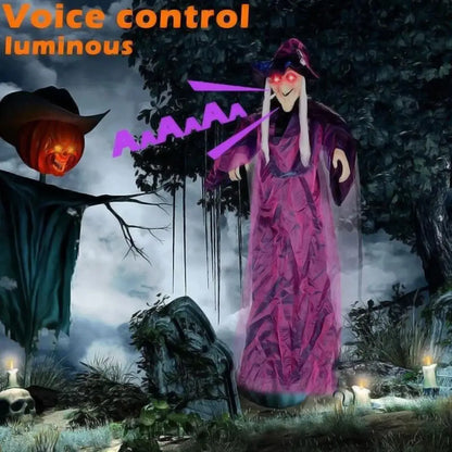 Life Size Talking Witch Purple Outdoor Spooky Scary Witch Animatronic Animatronic - alternate view 2