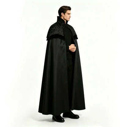 Men's Gothic Long Poncho Vampire Clothing Medieval Steampunk Stand Up Costume - alternate view 4