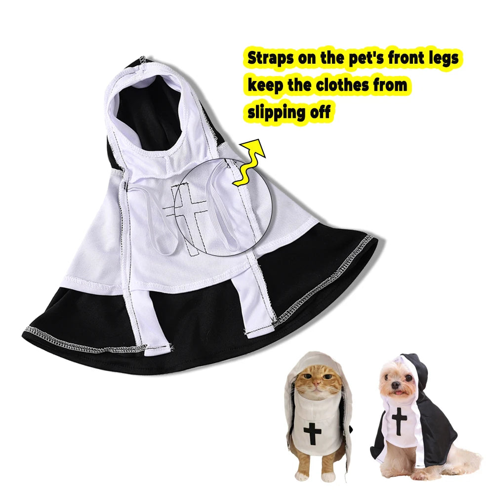 Pet Cute Nun Cat Funny Cats Clothes Dress Outfits Breathable Puppy Kitten Costume - alternate view 3