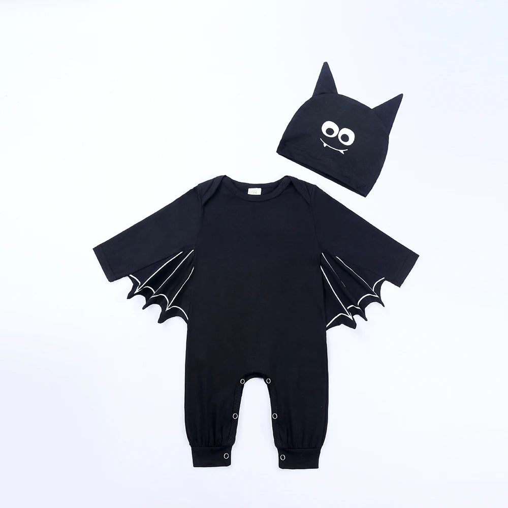 Baby Jumpsuit Pumpkin Head Skull Bones Infant Costume Bat Romper Long Sleeve Round