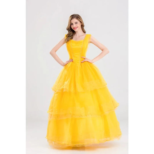 Women's Princess Beauty for Princess Belle Dress up Ball Gown Christmas Costume