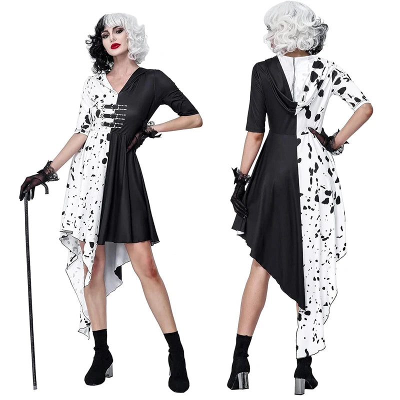 Black White Witch Deville Cos Suits Women's Dress Halloween Costume - product image 2