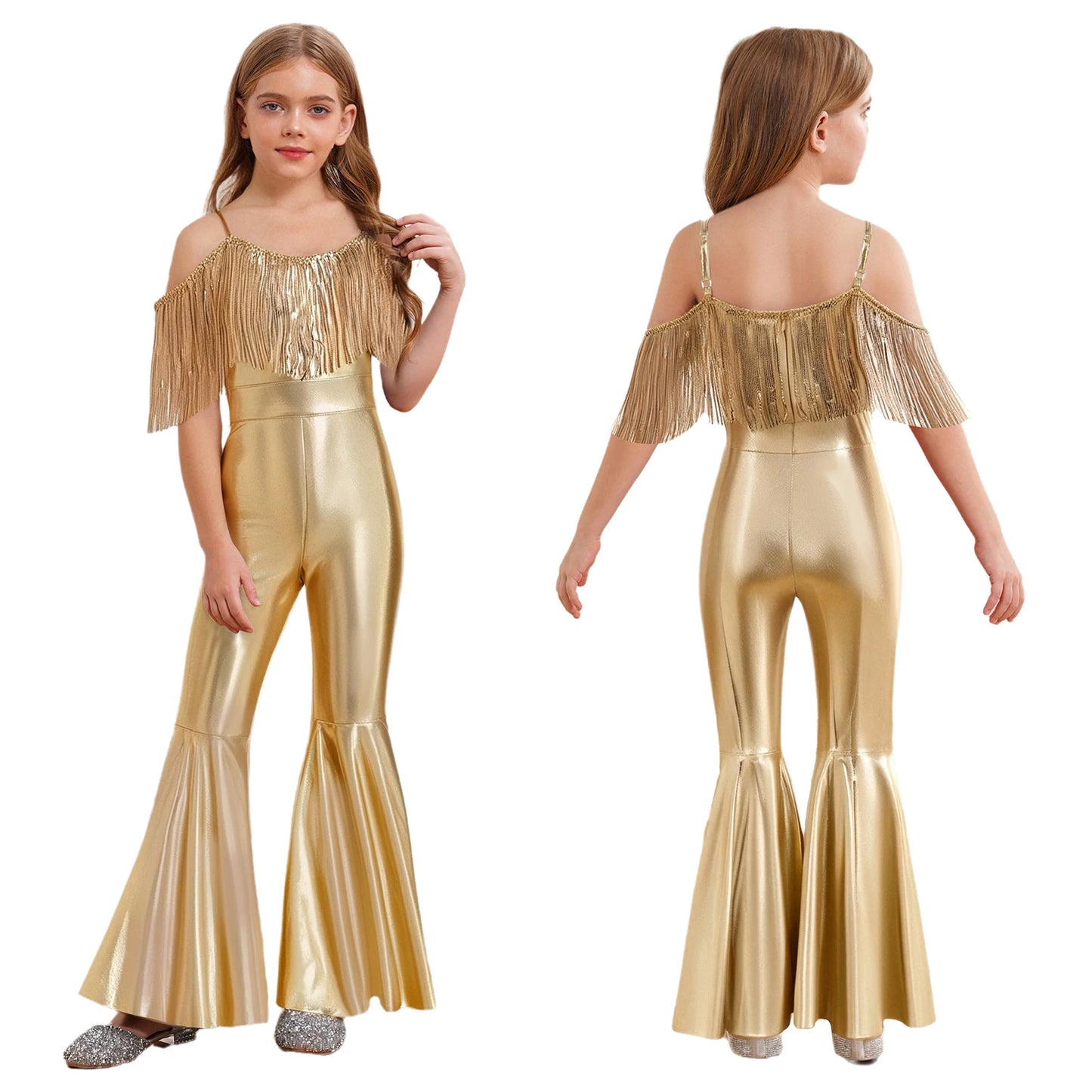 Kids' Disco Shiny Hippie Sleeveless Sequins Tassels 70s 80s Costume - alternate view 18