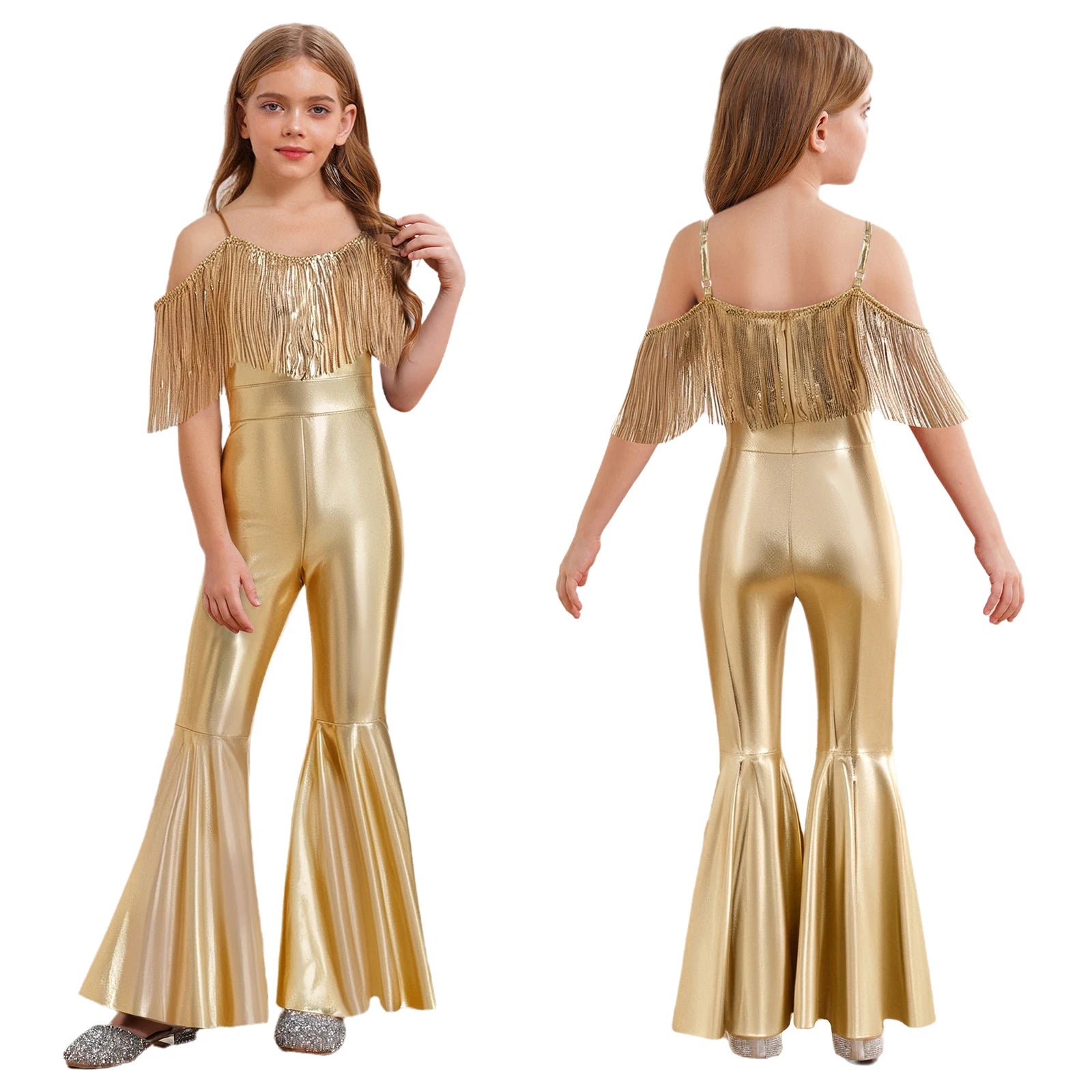 Kids' Disco Shiny Hippie Sleeveless Sequins Tassels 70s 80s Costume - alternate view 18