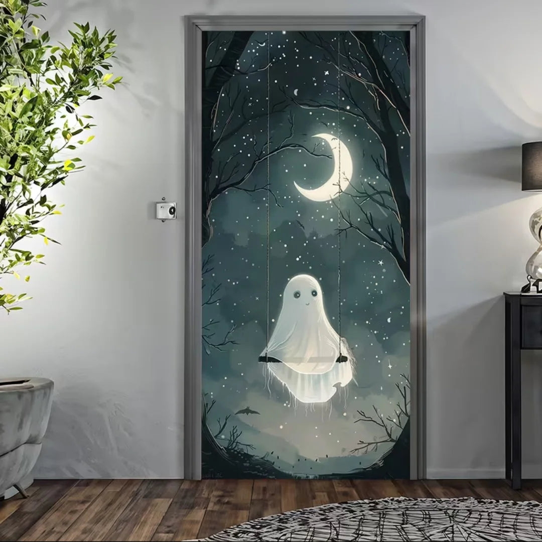 Happy Halloween Decor Door Cover Banner Horror Night Castle Bat Ghost Pumpkin - product image 5