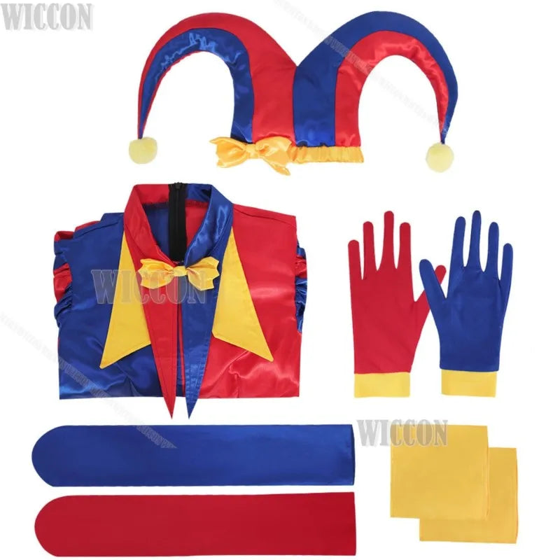 Circus Clown Costume Wig Halloween Scary Pommni Hat Cartoon Complete Unisex Outfit Wig - Hat / XL