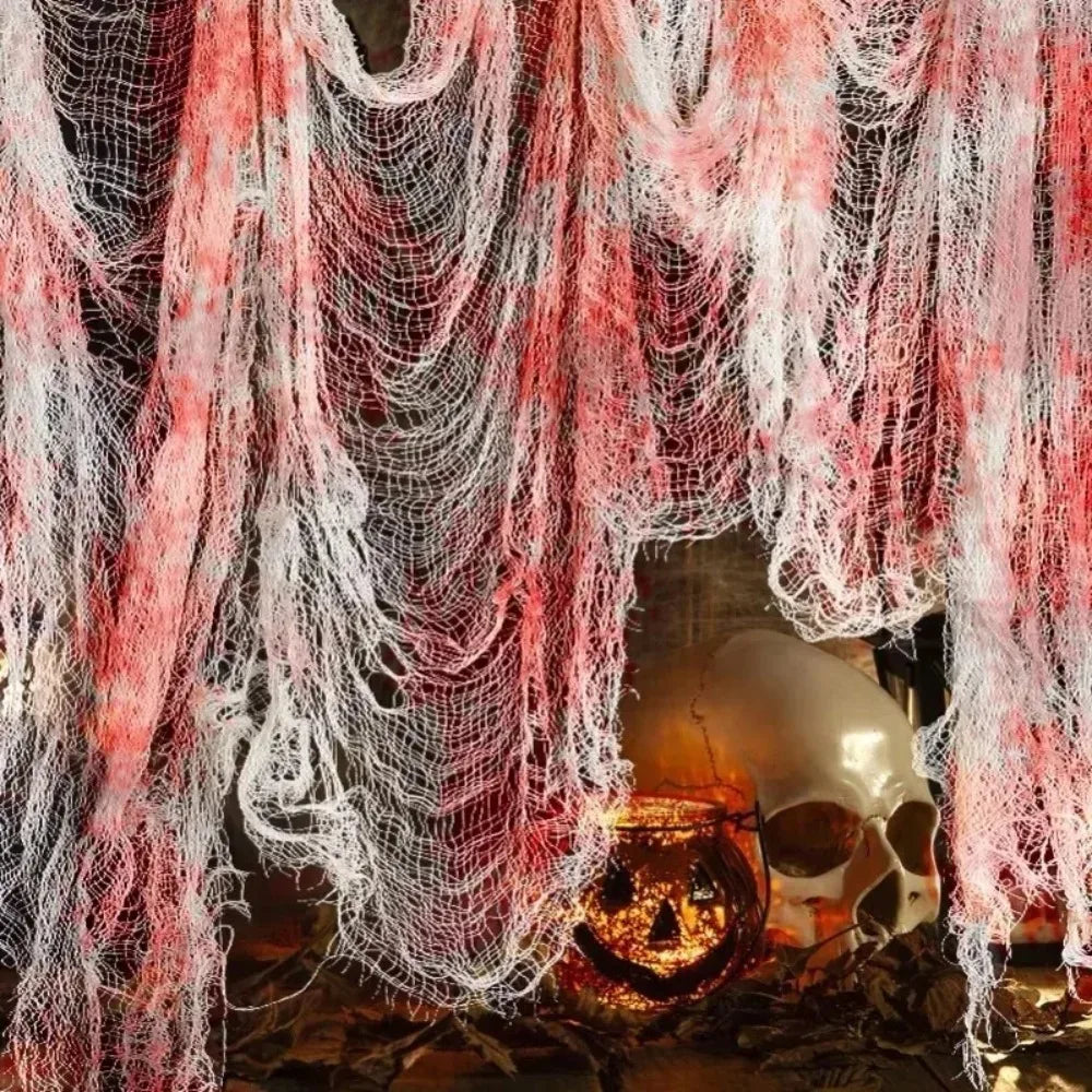 76x198cm Halloween Bloody Black Gauze Creepy Cloth Black for HorrorParty