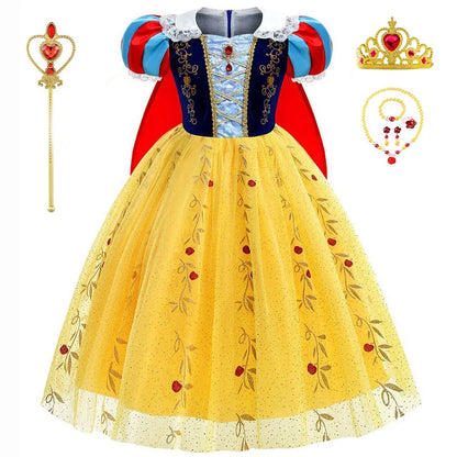 Snow White Girls' Princess Cape Halloween Costume Dress