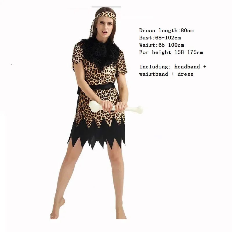Men Women African Original Savage Costume Adults Wildman Costume Dress - 9 / One Size