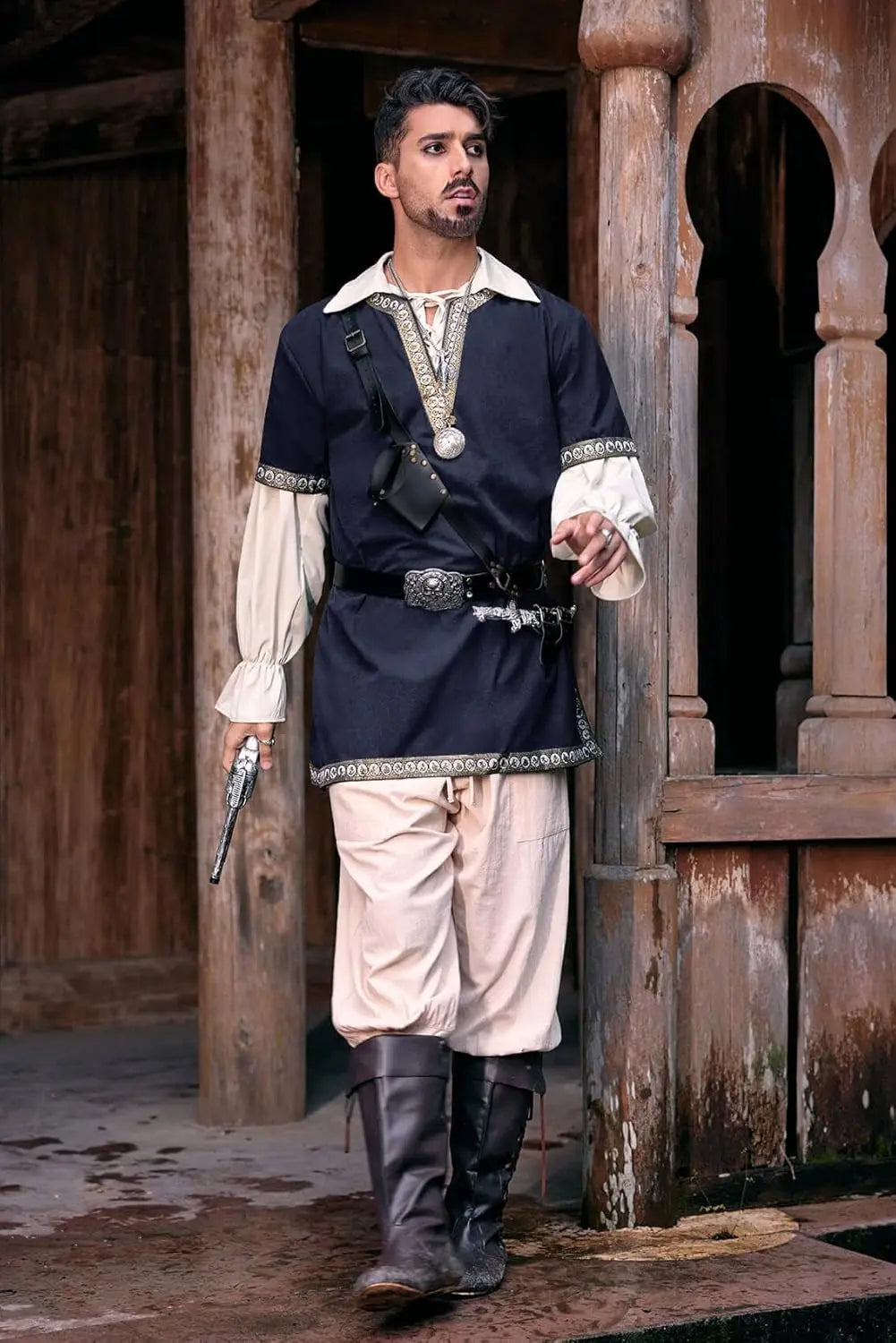 Men's Medieval Knight Tunic Renaissance Mercenary Scottish Warrior LARP Costume - alternate view 5