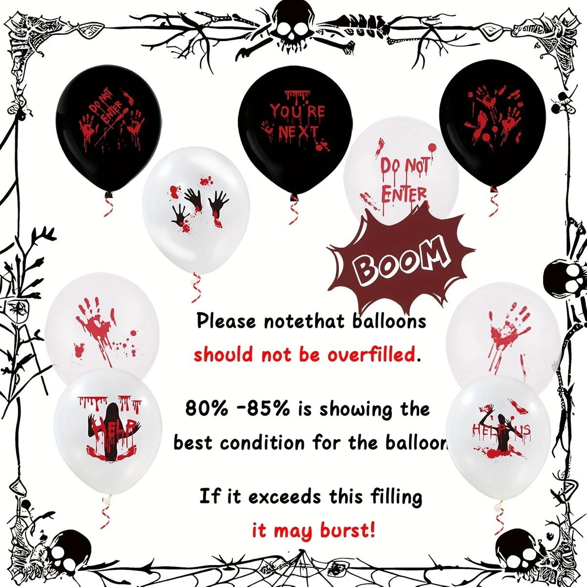 Halloween Balloons Bloody Balloons Black White Red Blood - Men's Halloween Costume - product image 3