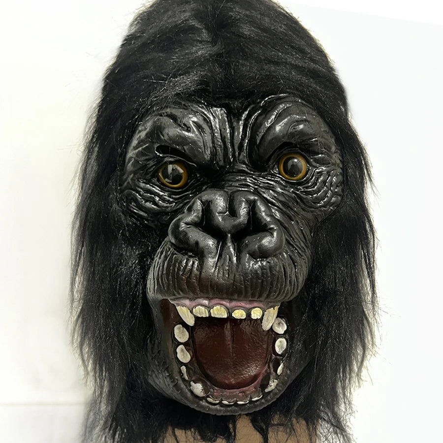 Black Realistic Gorilla Latex Mask For Halloween Party Cosplay Costume Prop Full Face