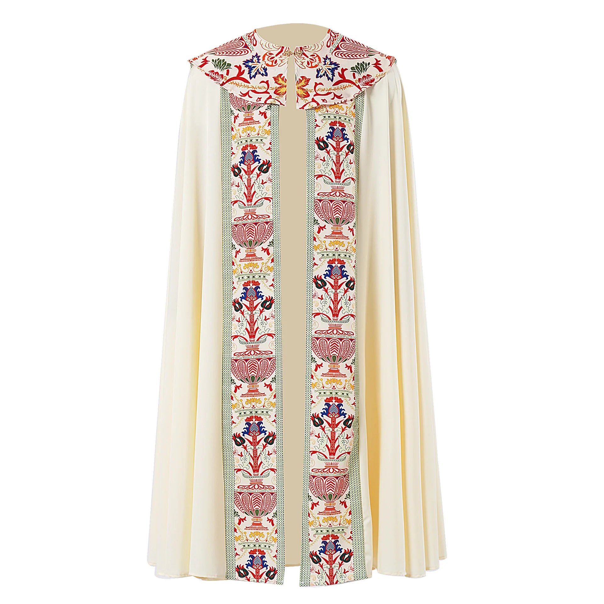 Men's Medieval Church Clergy Cloak Renaissance Cape Robe Halloween Costume - beige / XL