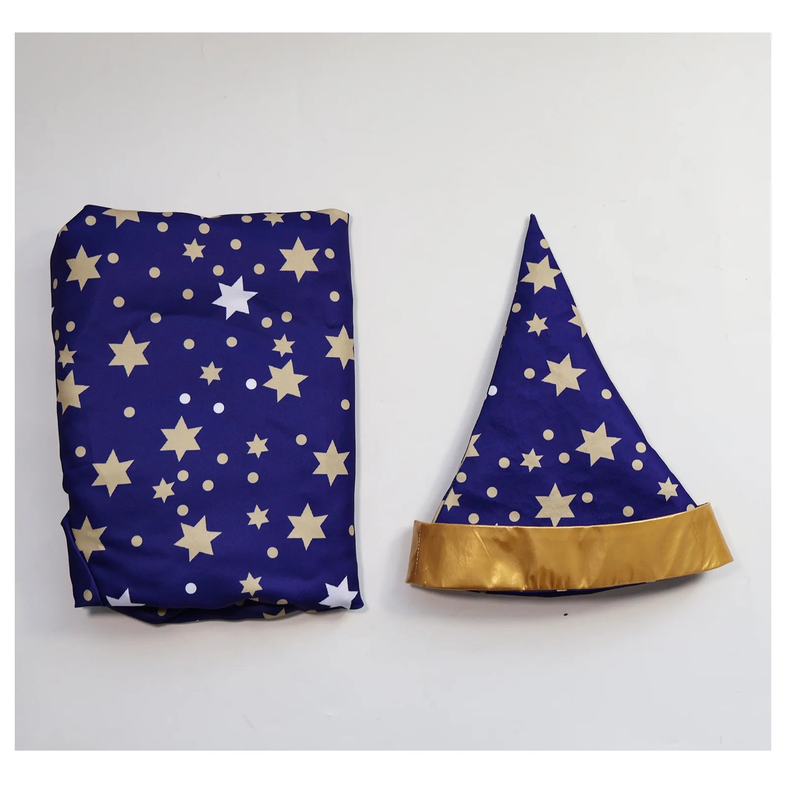 Men Magic Magician Costume Wizard Costume Blue Starry Robe Cloak Hat Medieval Adult - Red / L