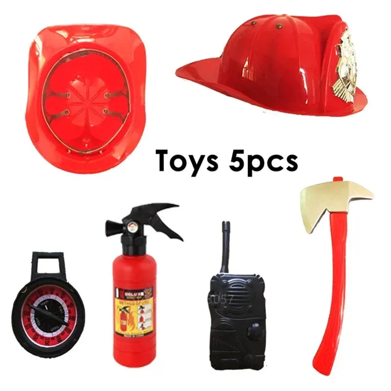 Children Fireman Cosplay Costume Boys Girls Halloween Carnival Party Sam Fireman Uniform Workwear
