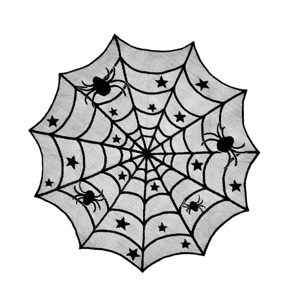Halloween Bat Table Runner Lace Web Skeleton Skull Tablecloth Black Fireplace - product image 8