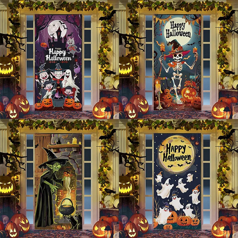 Halloween Decoration Door Curtain Cartoon Ghost Pumpkin Reindeer Home Horry - product image 1