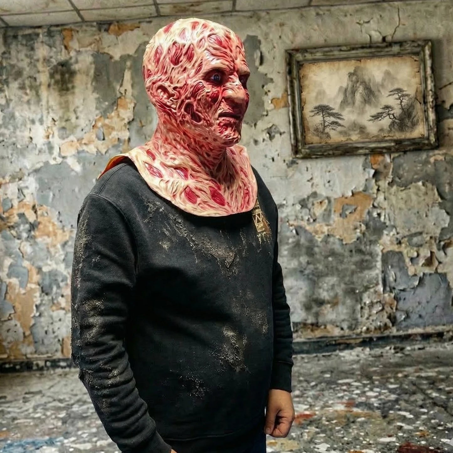 Realistic Scarred Mutant Latex Mask Horror Halloween Costume Full Head Creepy Monster - View 3