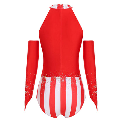 Halloween Women Circus Ringmaster Master Costume Bodysuit with Gloves Sleeveless Patchwork - Black / XL