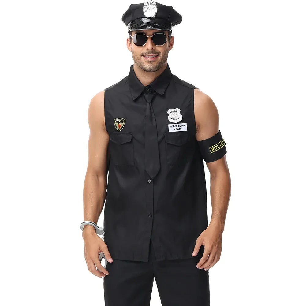 Halloween Adult Police Officer Policeman Costumes Costume for Polices Men Women Couples - Women / M