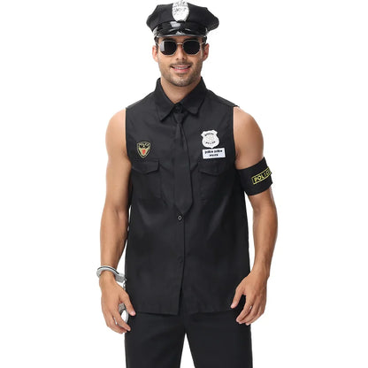 Halloween Adult Police Officer Policeman Costumes Costume for Polices Men Women Couples - Women / M