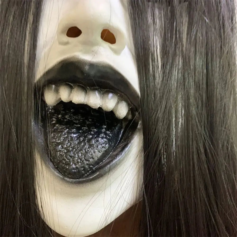 Latex Scary Woman Mask - Long Black Hair, 3 Styles - product image 2