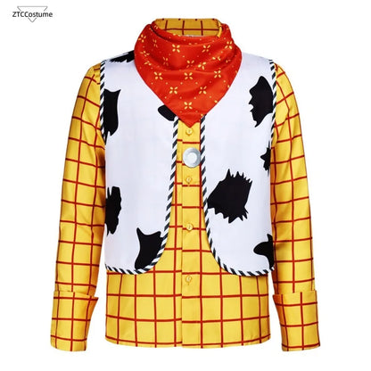 Adult Toy Woody Costume Story Halloween Woody Tracy Costume Shirt Vest Bandana Cowboy - as shown / XXXL