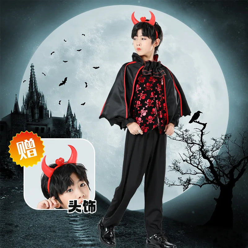 Kids Girls Vampire Devil Costume Dress Complete Set with Accessories Theme Costume