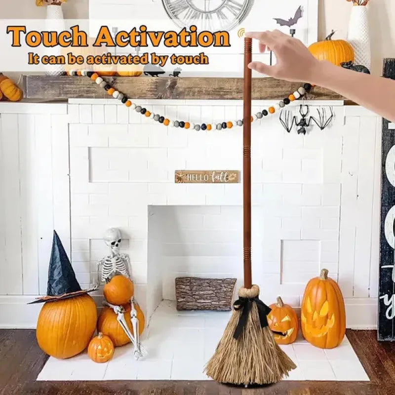 Halloween Floating Witch's Broom - haunted Dancing Broom Terror Atmosphere - product image 2