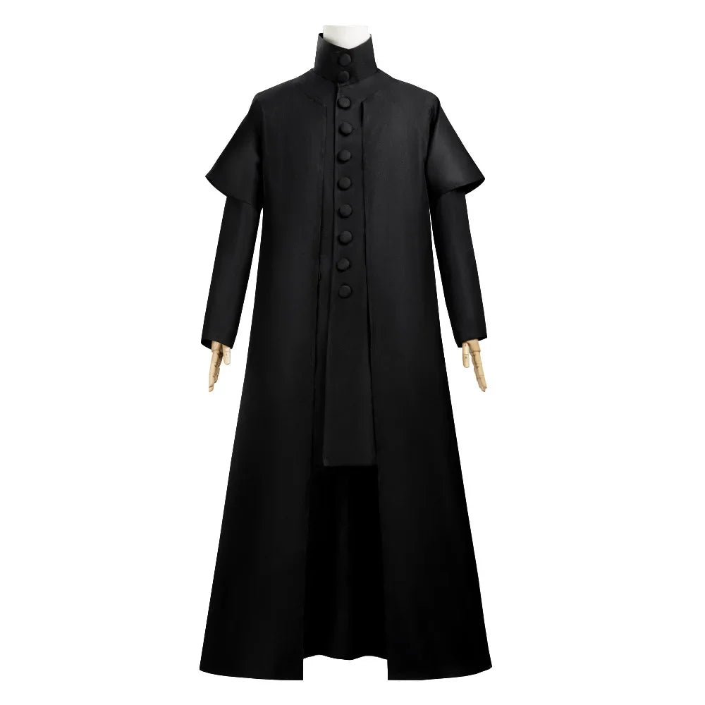 Professor Severus Snape Costume Magic Boarding School School Black Cape Shirt Suit Into Human Robe - C / XL