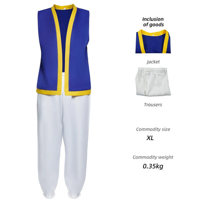 Men Super Bros Toad Costume Adult Halloween Outfit Sleeveless Vest White Pants with - GRAY / 130