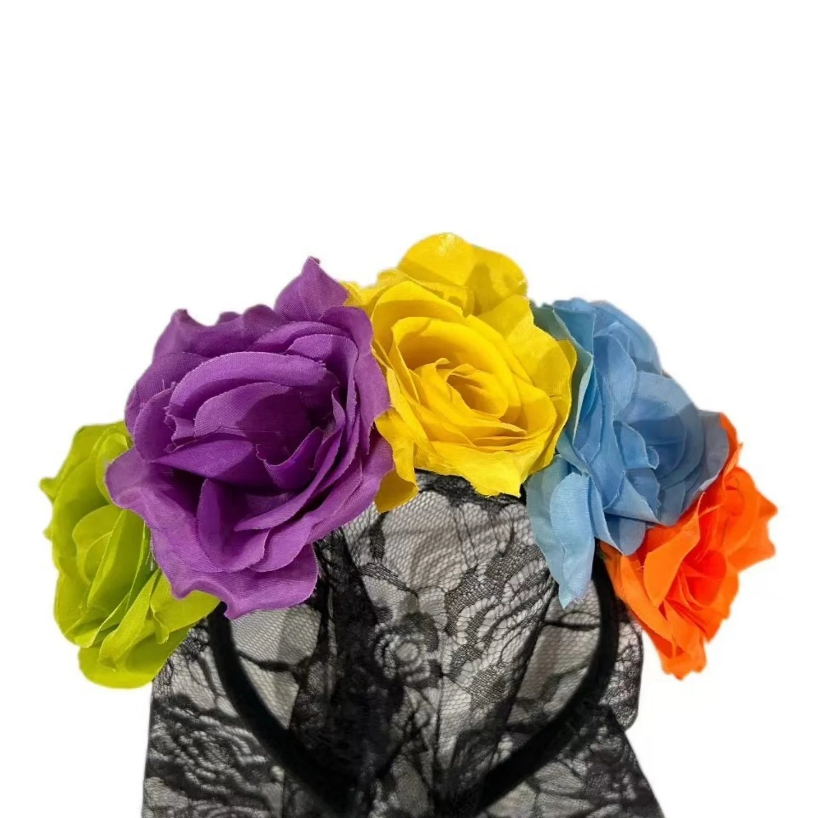 1-Piece Ghost Bride Floral Lace Veil Headbands, 4-Piece Set, Spooky & Elegant - product image 4