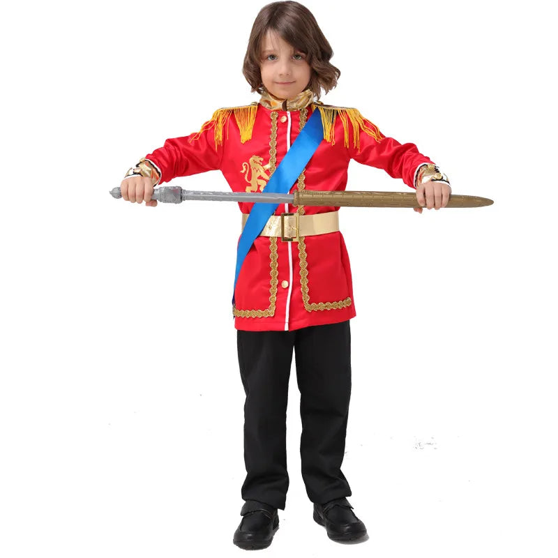 Red Royal Prince King Costumes for Boys Halloween Knight Warrior Costume for Kids - Red / M