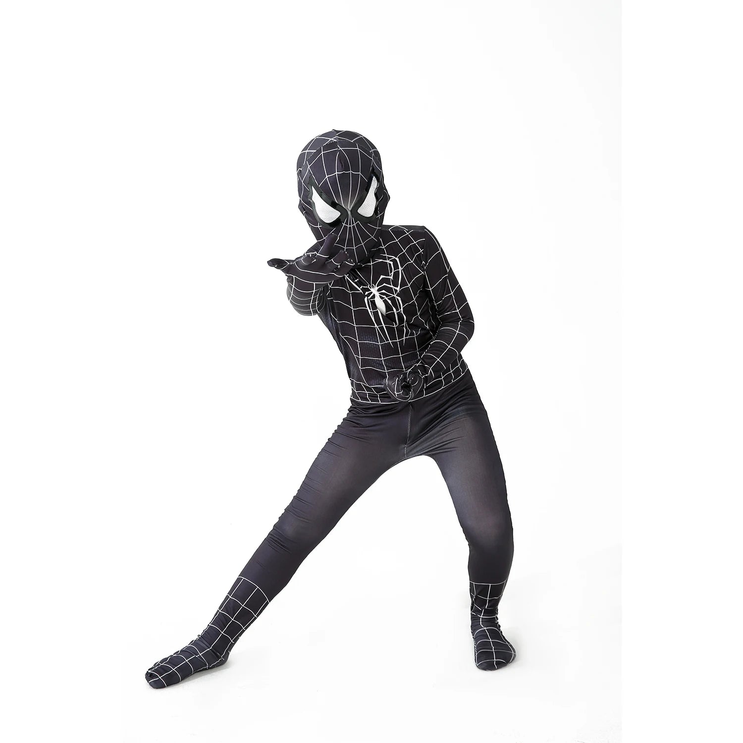 Biack Web-Slinger Hero Superhero Costume Bodysuit For Spandex Zentai Halloween Cosplay Jumpsuit 3D