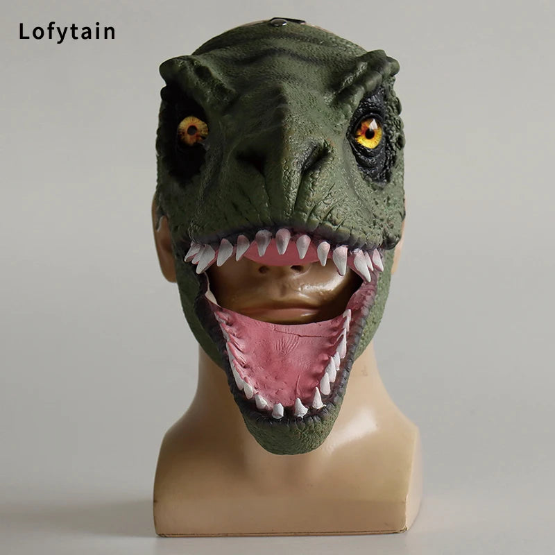 Child Horror Dinosaur Headgear Maks Cosplay Kids Scary Dragon Moveable Open Mouth Latex Mask Halloween Party - product image 