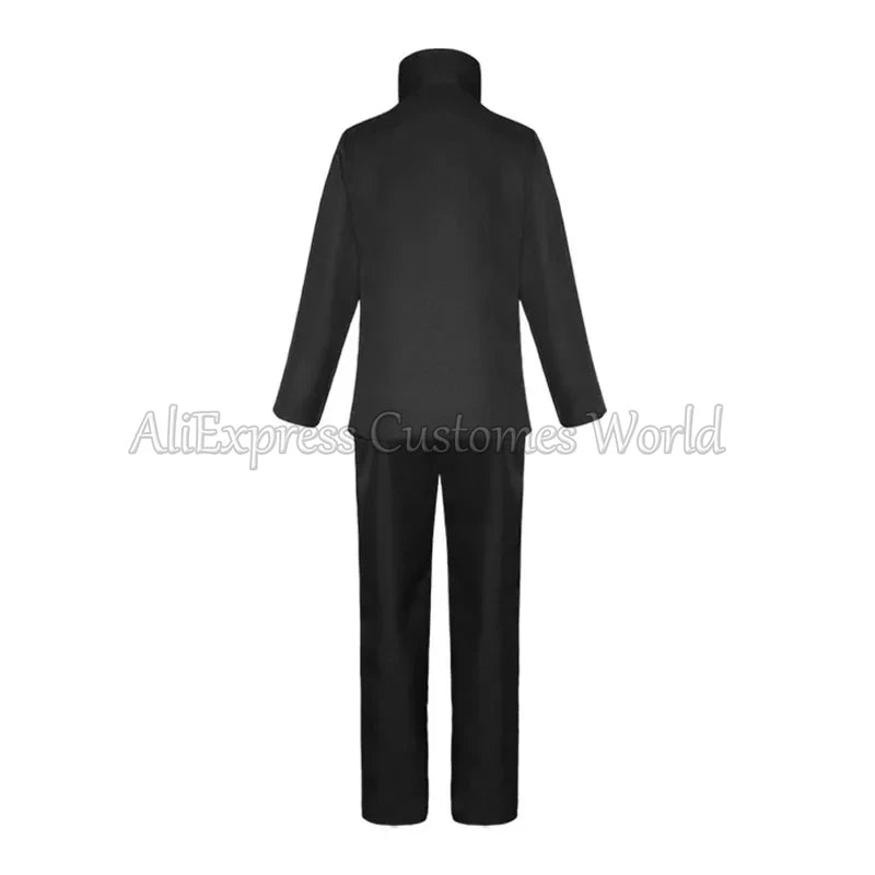 Anime White-Haired Blindfold Sorcerer Costume Dark Sorcery Anime Satoru White-Haired Blindfold Sorcerer Costume Uniform Black Suit Halloween - Full Set Suits / M