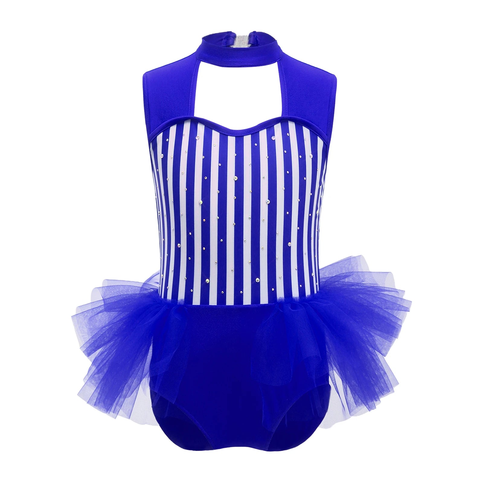 Kids Girl Halloween Circus Clown Costume Shiny Striped Tutu Leotard Ballet Gymnastics - Red / 12